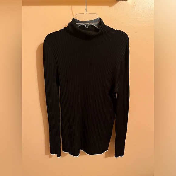Reiss Olins Tipped Turtleneck Sweater in Black - Picture 3 of 8